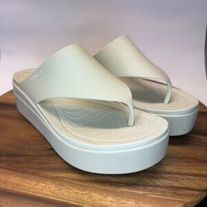 Crocs Brooklyn Platform Flip Flop Sandals Summer Casual Comfort Off White 10